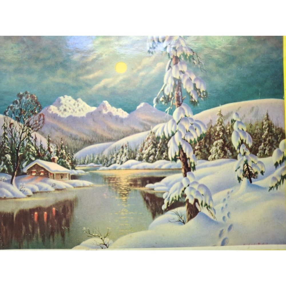 Vintage Perfect Picture Puzzle titled "Trappers Cabin" by Frederick Ogden - Picture 2 of 8